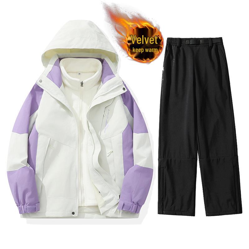 Junior Ski Suit: 3-in-1 Detachable Fleece-Lined Windbreaker and Snow Set for Beginner Big Kids