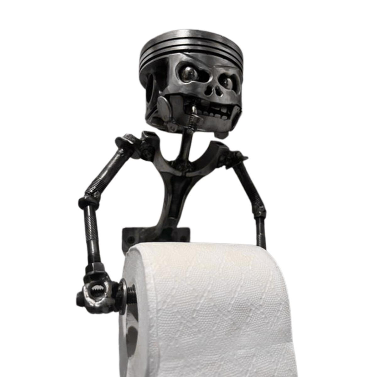 

Держатель для туалетной бумаги в форме черепа, готическое настенное крепление, металлический органайзер для рулонов бумаги, ванная комната, кухня, диспенсер для бумажных полотенец, украшение на Хэллоуин чёрный