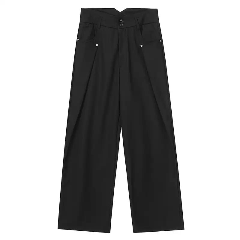 

Deconstructed Casual Drape Floor-length Trousers Men s Retro Straight Loose Wide-leg Trendy Casual Pants XXXL чорний