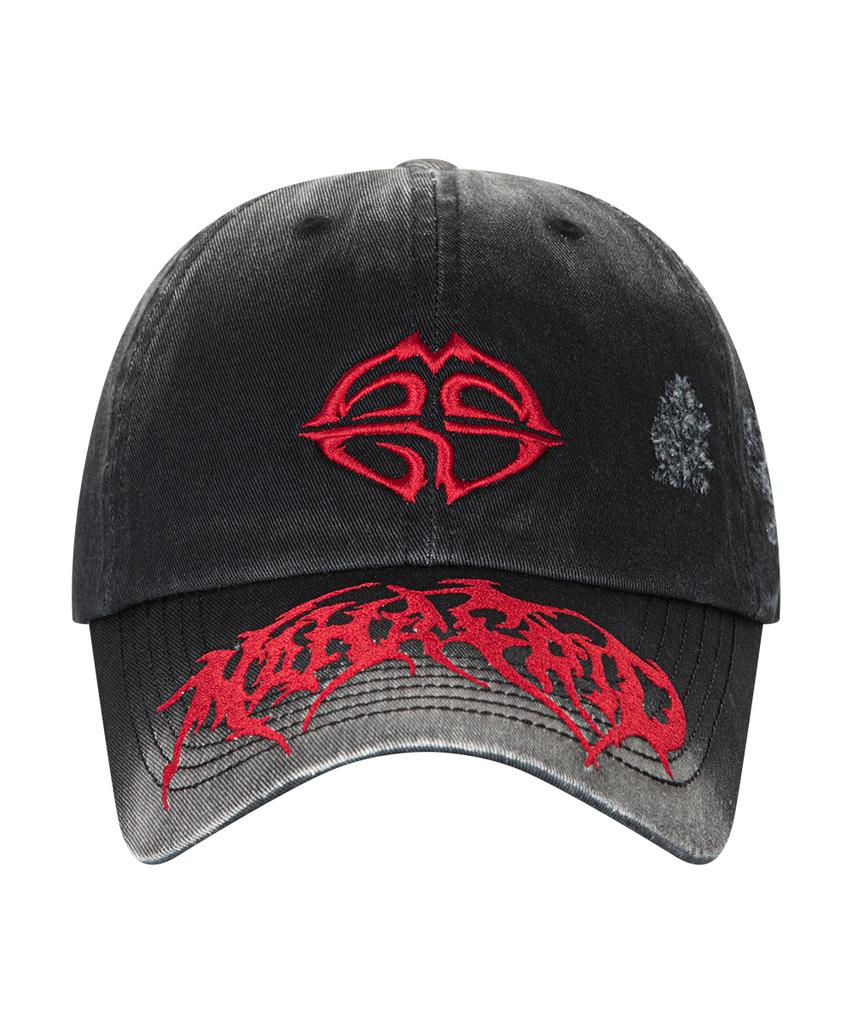 MAHAGRID Washed Metal Logo Ball Cap Black(Mg2Esmab38A)