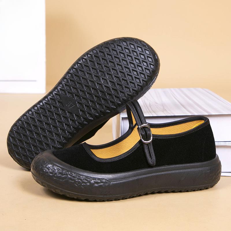 Damen Tanzschuhe mit dicker Sohle, Rutschfeste Stoffschuhe für Mittelalte und Ältere