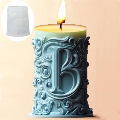 Motif de lettres anglaises relief bougie cylindrique moule en silicone dentelle fleur cylindre moule en résine cylindre ondulé moules en béton gypse