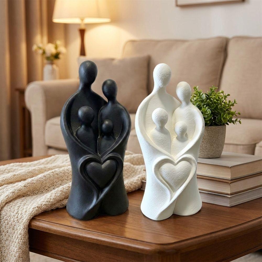 3D Printed Child Hug Heart Art Figurine Unique Abstract Heart Family Sculpture Living Room Decor