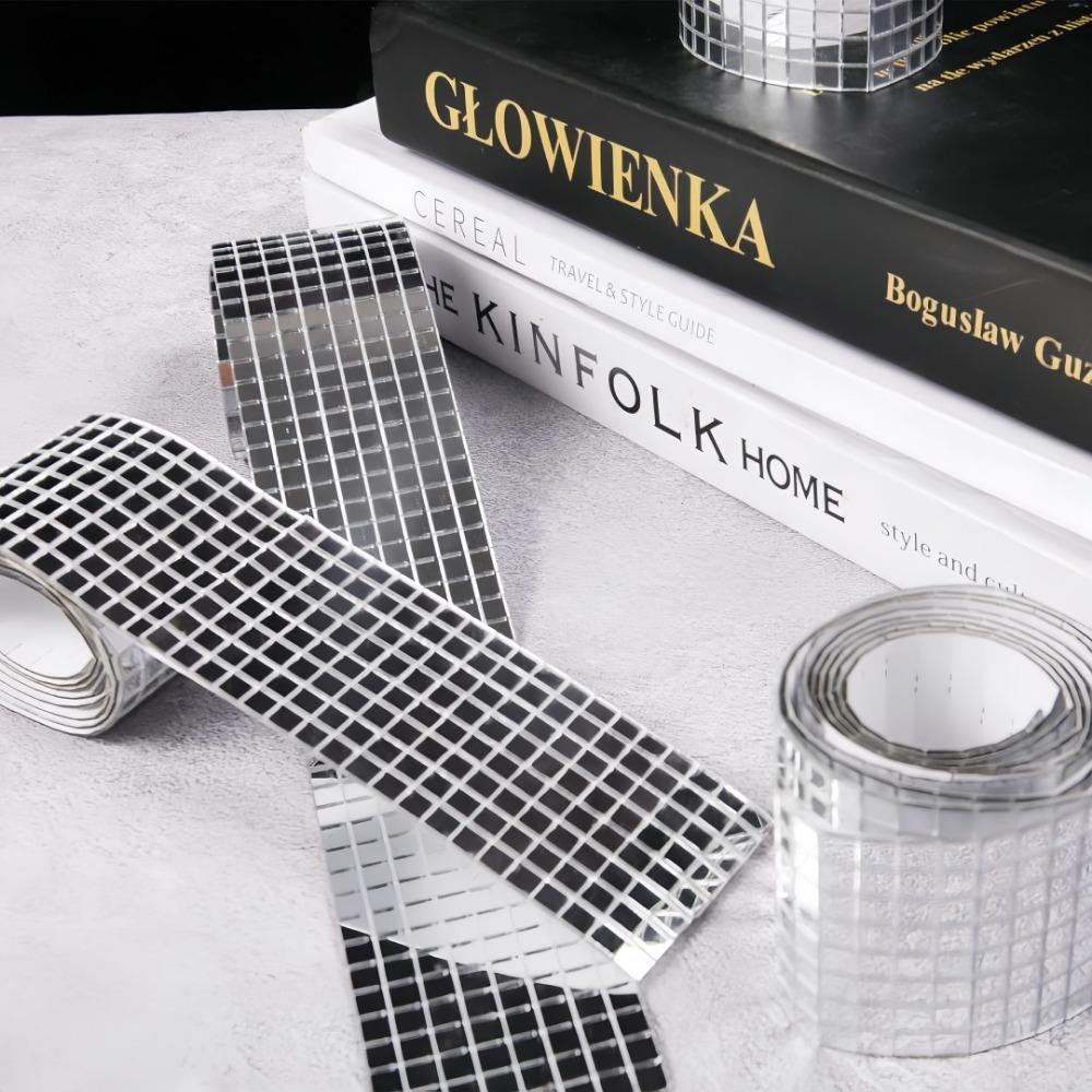 4x100cm Creative DIY Glass Mirror Stickers Mosaic Glass Self-adhesive Mirror Wall Stickers 3D Background Wall Mirror Decoration