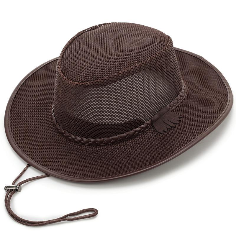 

Spring/Summer Men s Wide Brim Sun Hat, Breathable Mesh Cowboy Hat, Beach Hat one size fits all