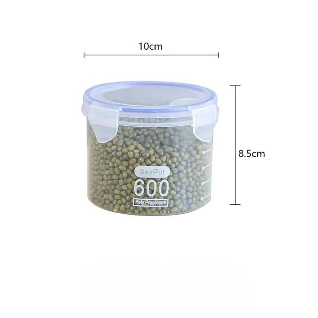 

Коробка для хранения продуктов, герметичные пластиковые банки для хлопьев, конфет, сушеных продуктов, с крышкой, контейнеры для хранения в холодильнике, предметы домашнего обихода, кухонный органайзер 600ML-1PCS белый