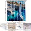 1pc Coastal Lighthouse Shower Curtain - Vibrant Ocean Scene with Rocky Cliffs & Turquoise Waters, Durable Polyester Fabric,