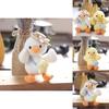 Cute Mini Plush Duck Keychain Soft Stuffed Animal Toy White And Yellow Colors