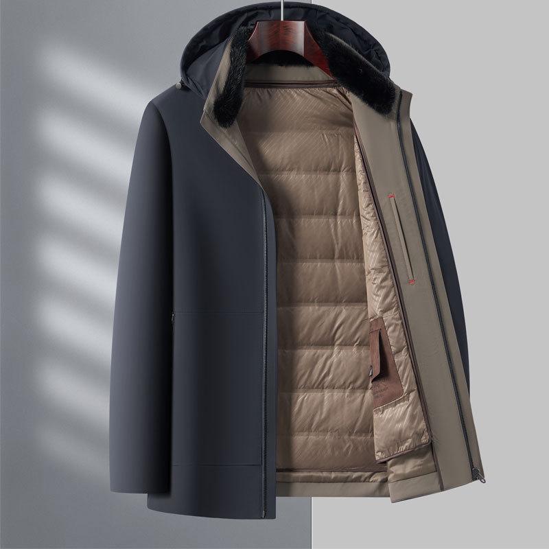 

Зимняя новая куртка пуховик мужская деловая повседневная теплая с лацканами мужская куртка высокого класса стеганая куртка 4XL/195 чёрный