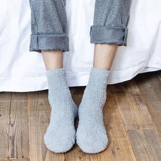 Men Socks Solid Color Thickened Winter Autumn Anti-friction Warm Soft Floor Socks for Home