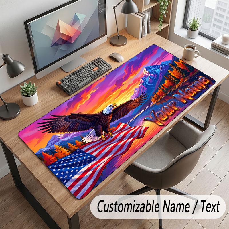 American Patriotic Theme Customized Mouse Pad Personalized Print Name Text Desk Mat For Home Office Table Decor