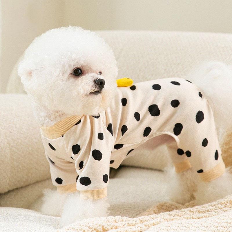 Banana Smiley Face Pet Clothes for Small Dogs and Cats - Thin, Four-Legged Homewear for Spring and Autumn