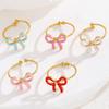 High Quality Fashion Popular Dopamine Drip Bow Ring Niche Design Popular Stainless Steel Ring Wholesale