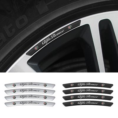 4pcs 3D Aluminum Car Wheel Rim Stickers Emblem Decoration Decal For Giulia 159 Giulietta Mito 147 Stelvio Accessories