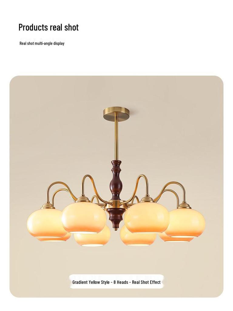 Wabi-Sabi Vintage Persimmon Pendant Light - Retro Solid Wood Eye-Protecting Fixture for Living Room, Study, Bedroom