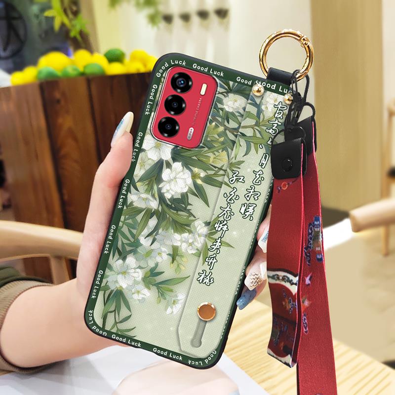 Elderly lady Durable Phone Case For ZTE Blade V40 Vita/A72 Wrist Strap Wristband For Mom Silicone Fashion Dirt-resistant