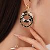Leopard Print Resin Double Circle Geometric Hoop Earrings, Elegant and High-end Earrings for Women