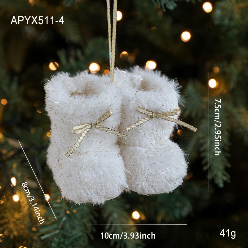 Christmas Decoration Mini Shoes Hanging Ornament Knitted Plush Shoes Pendant for Christmas Tree, Mini Christmas Ornament