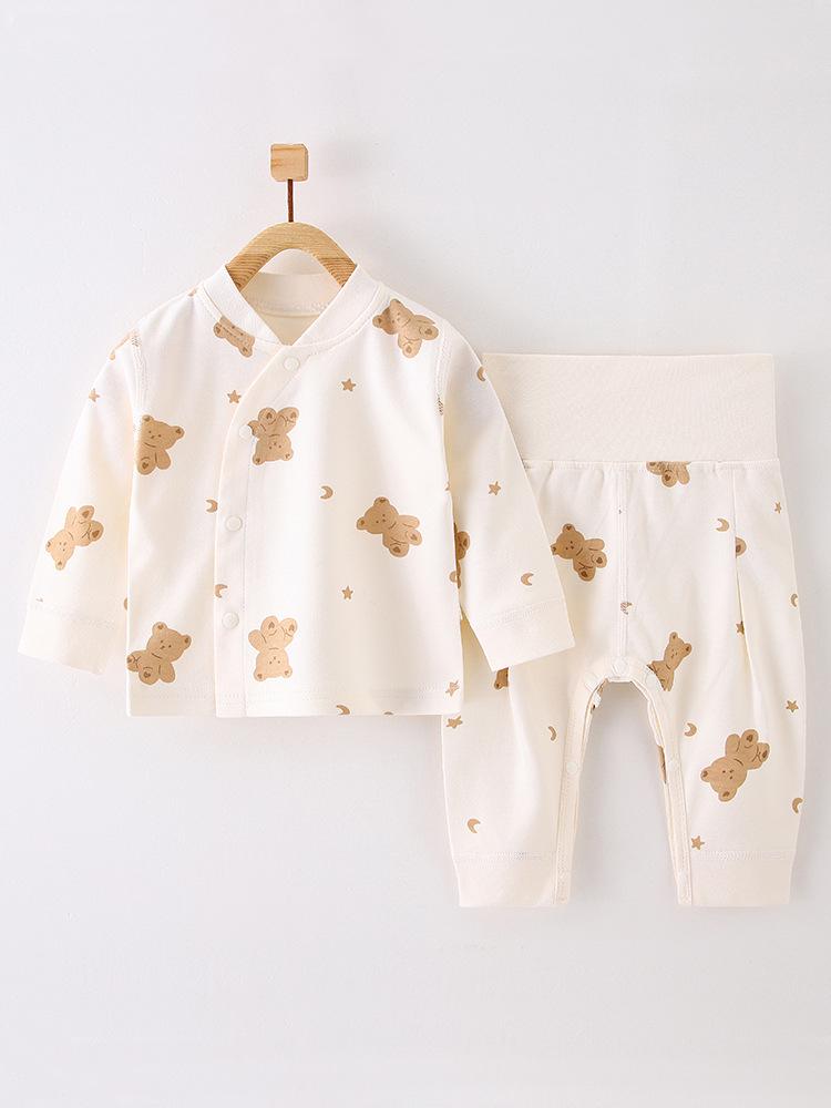 Children's Spring & Autumn High-Waist Belly Protection Underwear Set - Boneless Split Top & Trousers