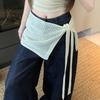 Versatile Four Seasons Hollow Knitted Short Skirt For Women With Lace-Up Butt Curtains Waist Scarf