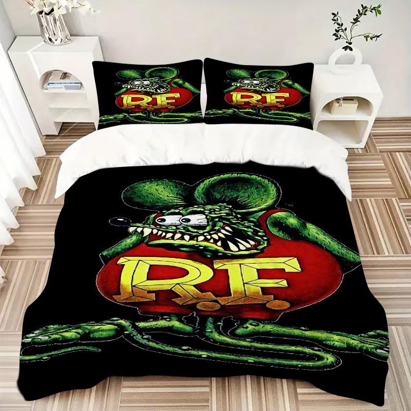 Rat Fink'S Fiery Ride Print 3Pcs Bedding Setduvet Cover With 2 Bedropillowcase Home Birthday Gift