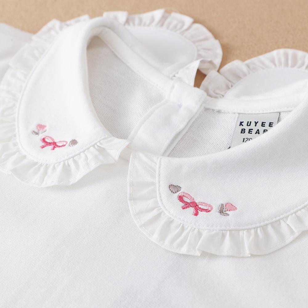 Girls' Embroidered Doll Collar Thin Basic T-Shirt For Spring And Autumn Kids Polo Cotton Clothing