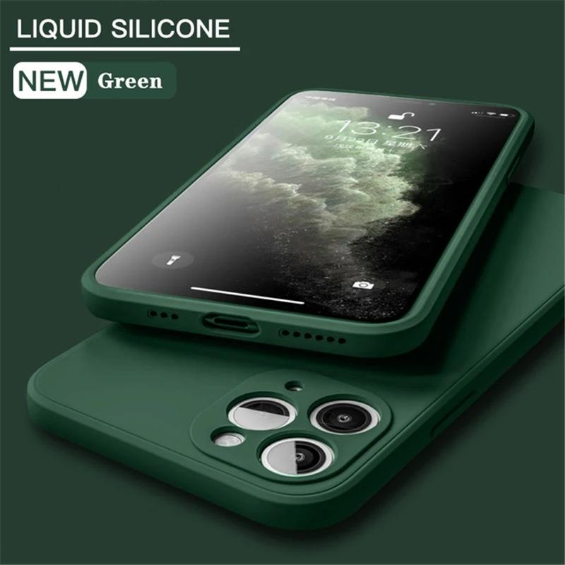 Weiche flüssige Silikon-Handyhülle aus schlichtem Gummi für iPhone 15 14 13 12 11 Pro Max X XR XS Max 7 8 15 Plus Luxus stoßfeste Stoßstangenschutzhülle