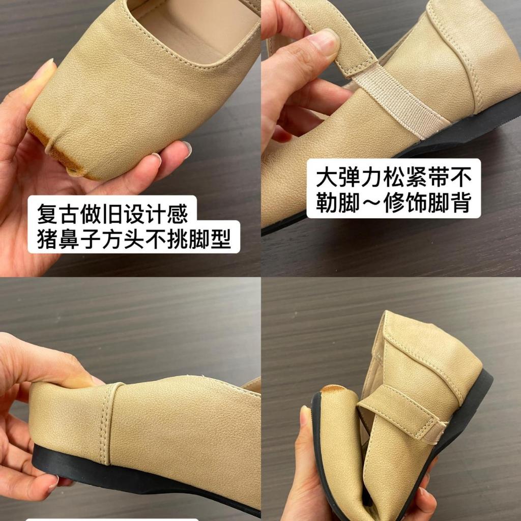 French Square Head with Mary Jane Shoes 2025 Autumn New Retro Inner Height Increase Ballet Light Shoes