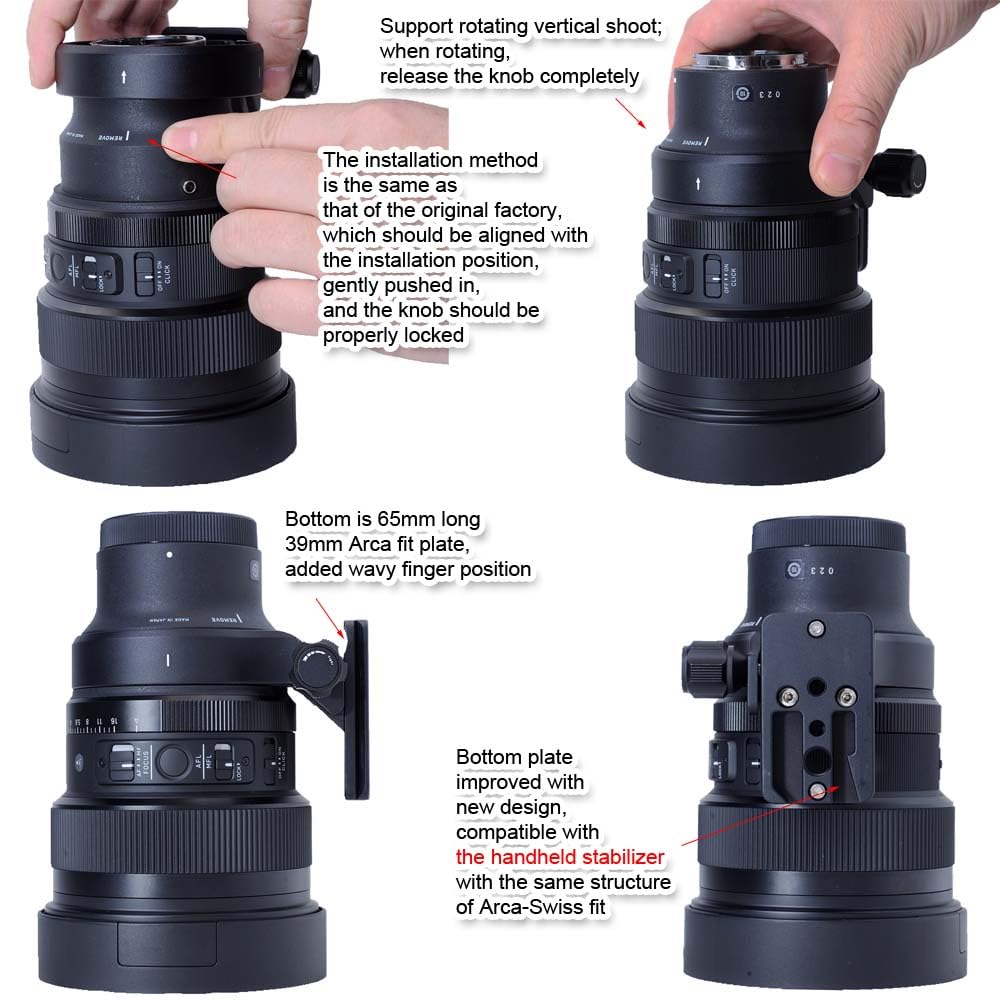 iShoot Metal Camera Tripod Mount Lens Support Lens Bracket Tripod Tripod Mount Compatible with Sigma 14mm DG DN Art and 15mm DG DN DIAGONAL FISHEYE
