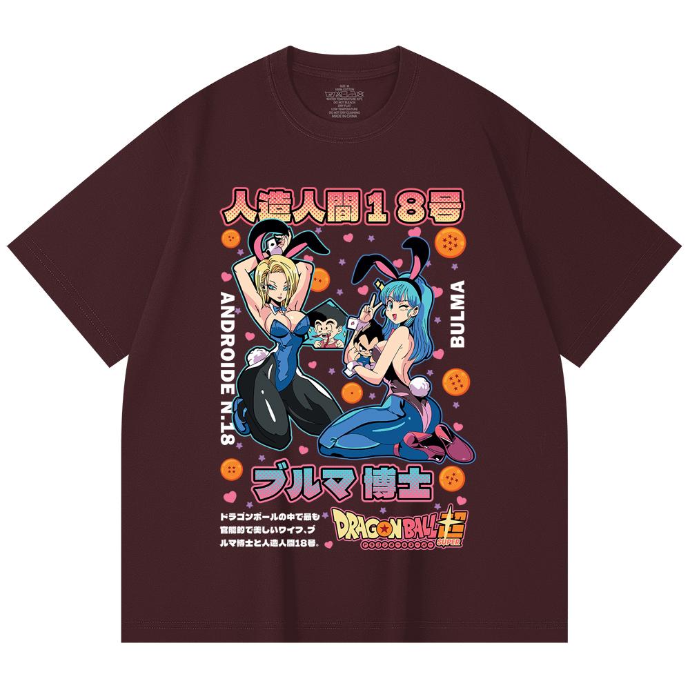 

230 Gsm 100% Cotton Dragon Ball V26 Bulma Android Print Unisex Heavy Cotton T Shirt 2XL