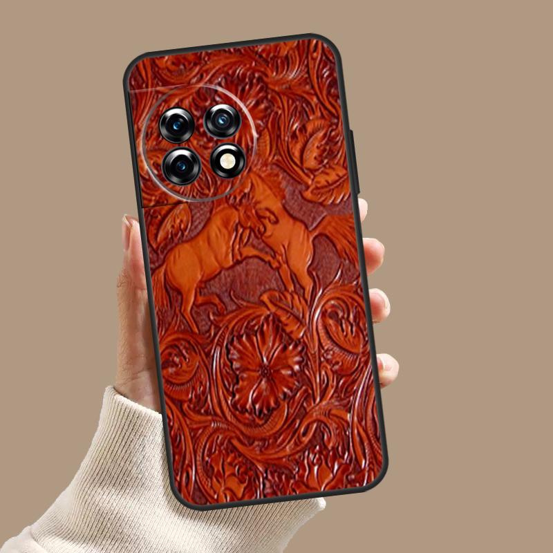 Brown Tooled Leather Pattern Case For OnePlus Nord 5 CE 3 4 Lite N20 N30 OnePlus 15 13 12 11 10T 13T 13R 8 9 10 Pro Cover