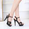 Platform Cross Strap Women Sandals Solid Peep Toe Thin High Heels Pu Slingback Ankle Strap Summer Sandals Fashion Party Shoes