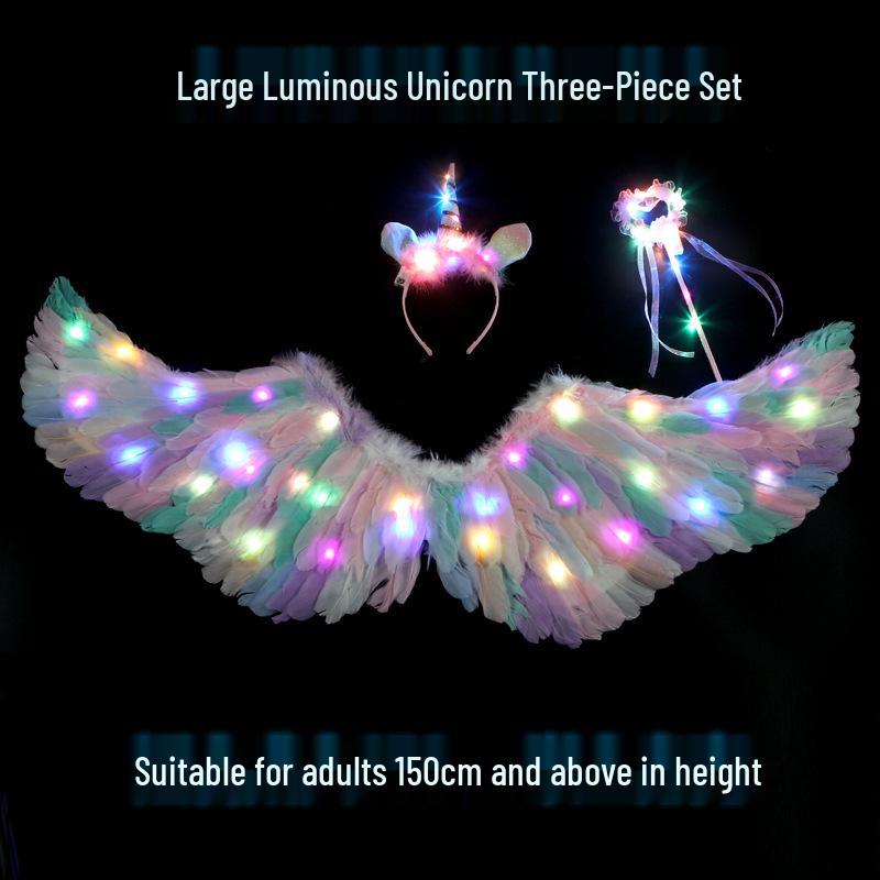 Children's Glowing Angel Feather Wings Costume Prop for Girls & Adults - Fairy, Elf, Cosplay & Photoshoots