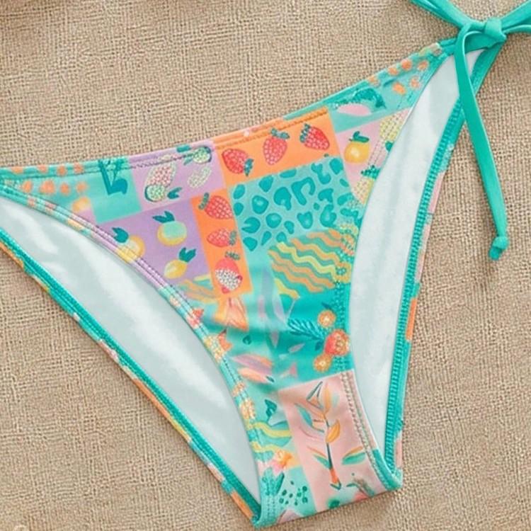 European and American ins style sexy split swimsuit bikini bikini triangle cup lace-up swimsuit 1011 new