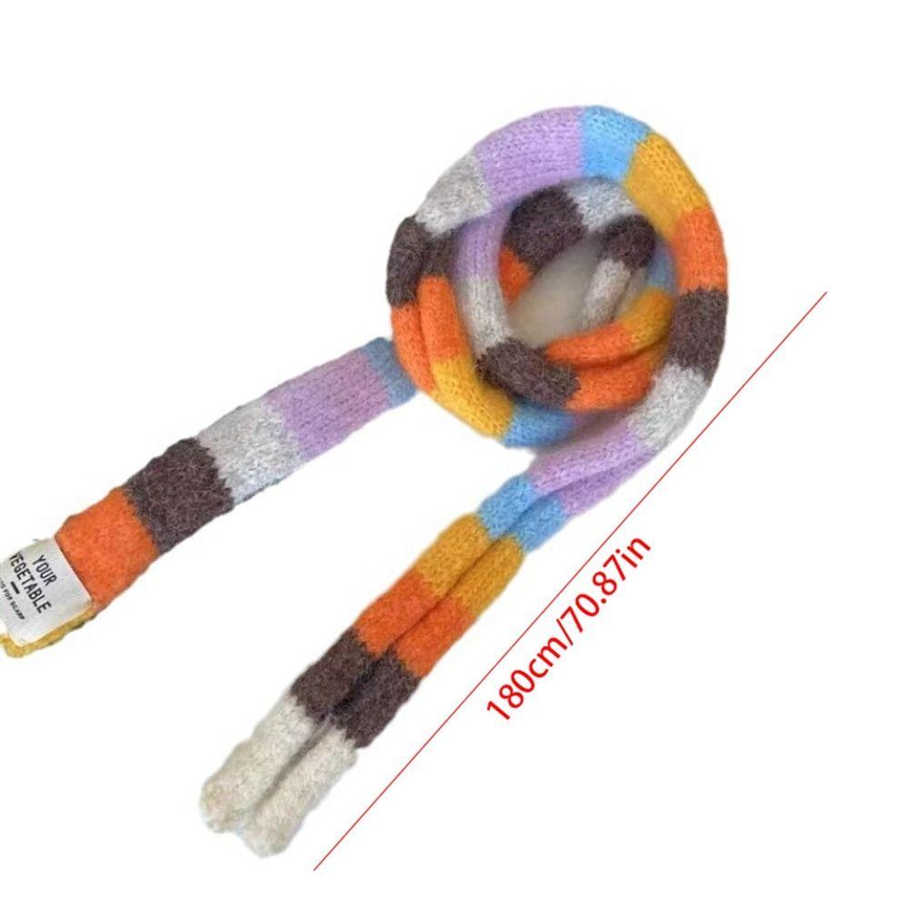 Harajuku Style Y2K Striped Scarf Collocation Clothing Accessories Sweet Cool Long Narrow Scarves Rainbow Color Korean Style