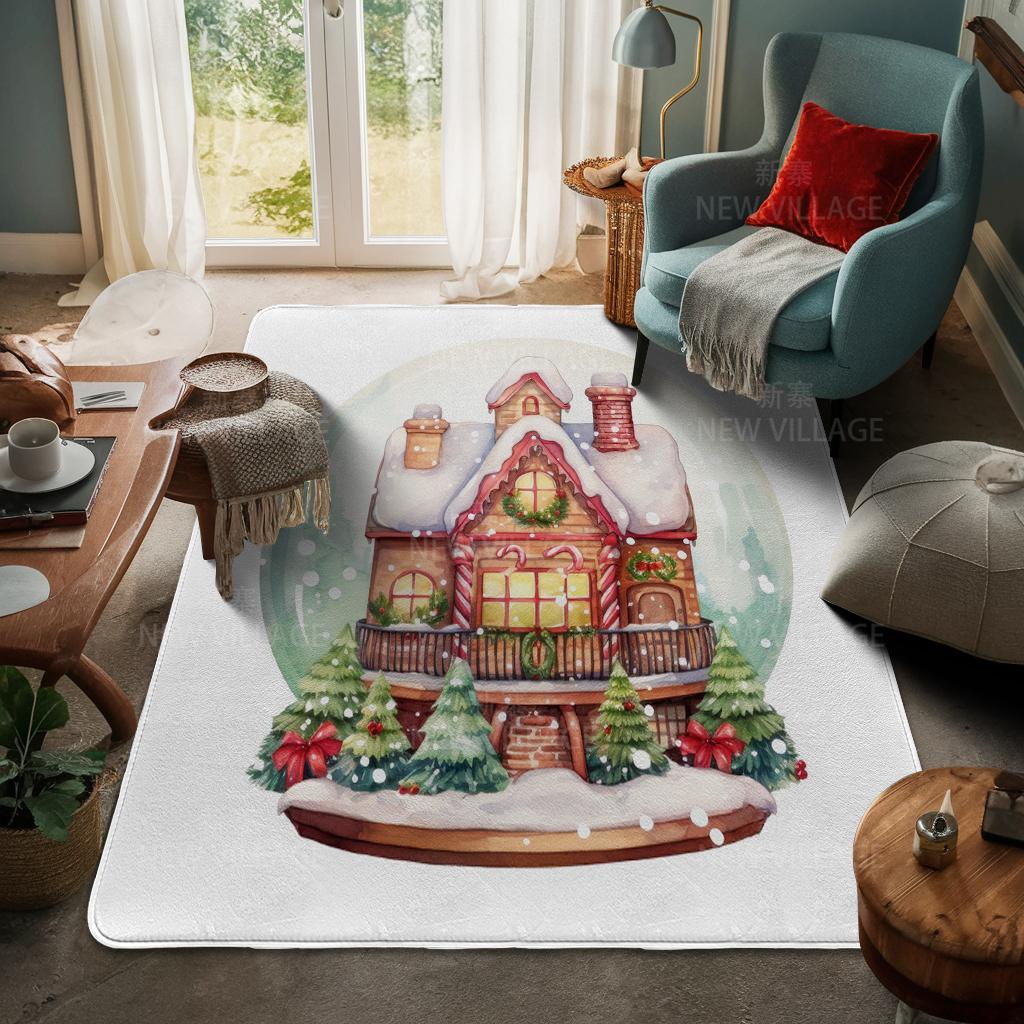 House Entrance Carpet Home Door Mat Living Room Bath Foot Bathroom Non-slip Water Absorption Rugs Bath Merry Christmas Winter
