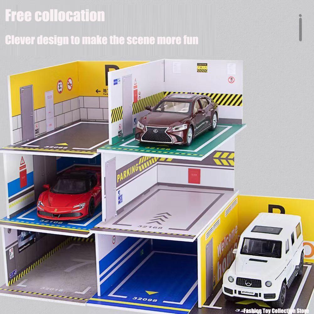 PVC Material 1/32 Car Garage Parking Space Garage DIY Scene Parking Lot Model  Kids Present