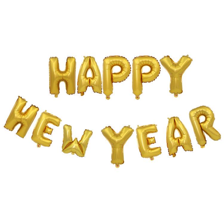 16   Happy New Year Aluminum Foil Balloon Set