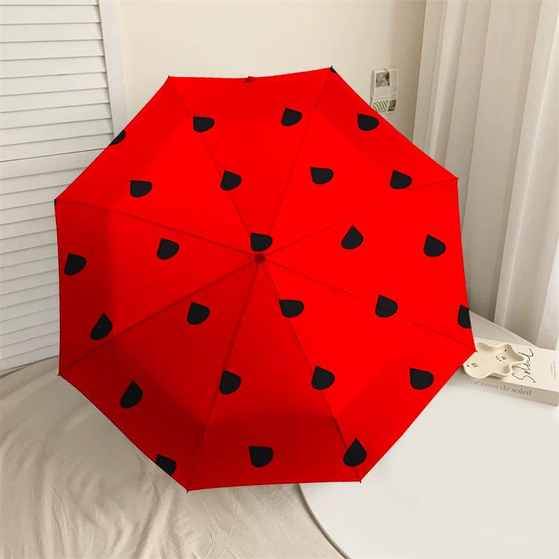 

1PC watermelon dots Automatic Open/Close Umbrella Compact Folding Umbrella with 8-Rib Shaft lightweight esign, Highquality Fabric1190A