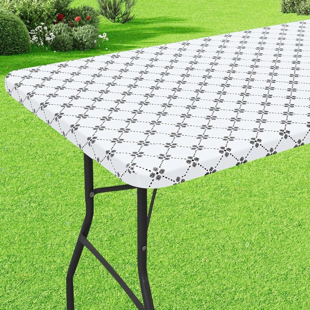 Elastic Edge Elastic Fitted Tablecloth Scratch Resistant Table Linen Table Cover  Camping