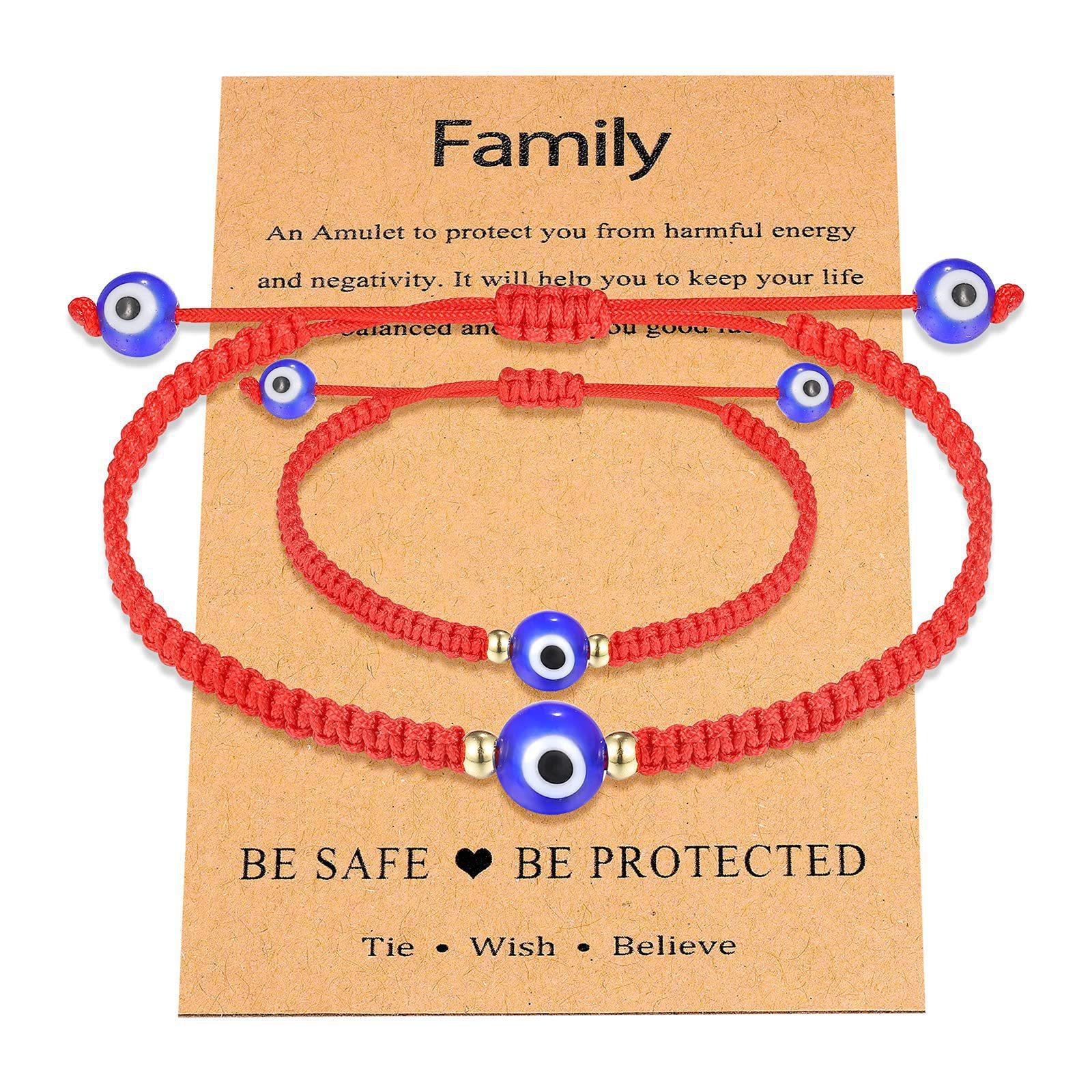 Evil Eye Hand Rope Purple Evil Eye Handwoven Family Black Bead Separated Parent-Child Set Bracelet