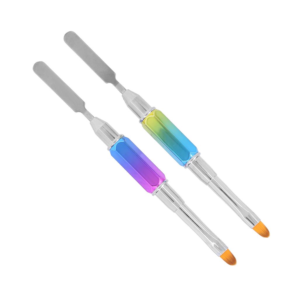 2pcs DualEnded UV Gel Brush Picker Stainless Steel Portable Nail Brushes Manicure Tool