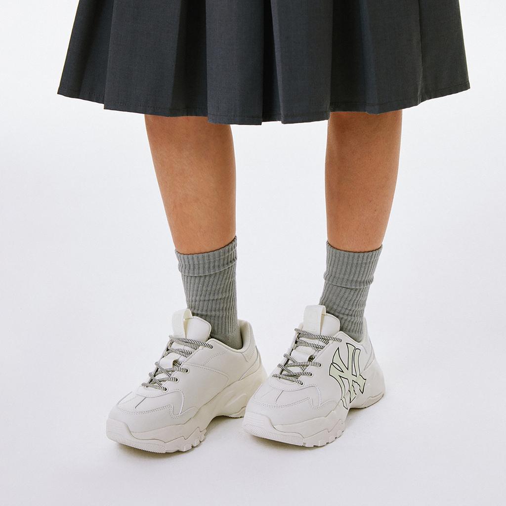 New MLB Big Ball Chunky Low Top Chunky Sneakers Unisex Ivory White 3ASHC104N-50IVS