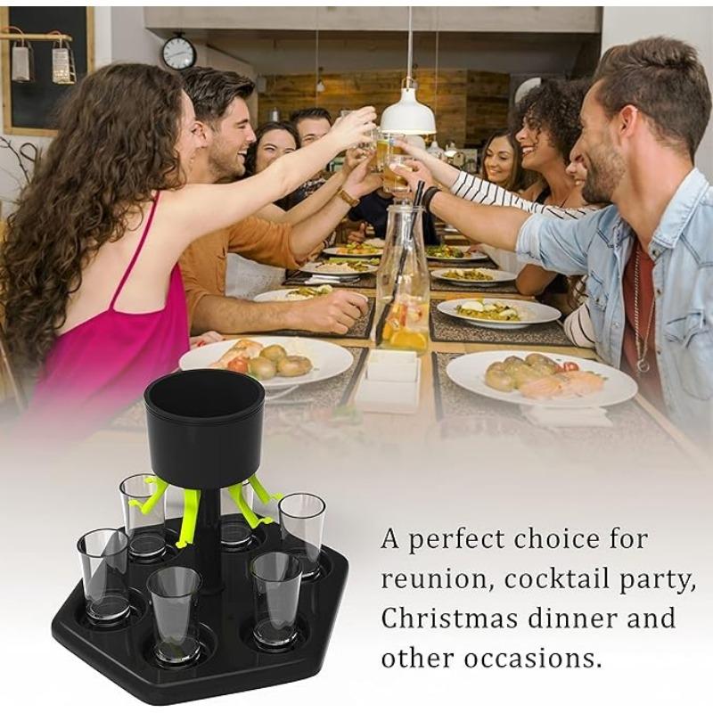 Dispenser de băuturi cu 6 shot-uri și suport fără BPA, suport cu pahare de sticlă, dozator de băuturi alcoolice, dozator de sticlă pentru umplerea băuturilor și cocktailurilor