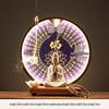 Ceramic Seated Guanyin On Lotus with Light Ring and Anjali Mudra for Home Decor