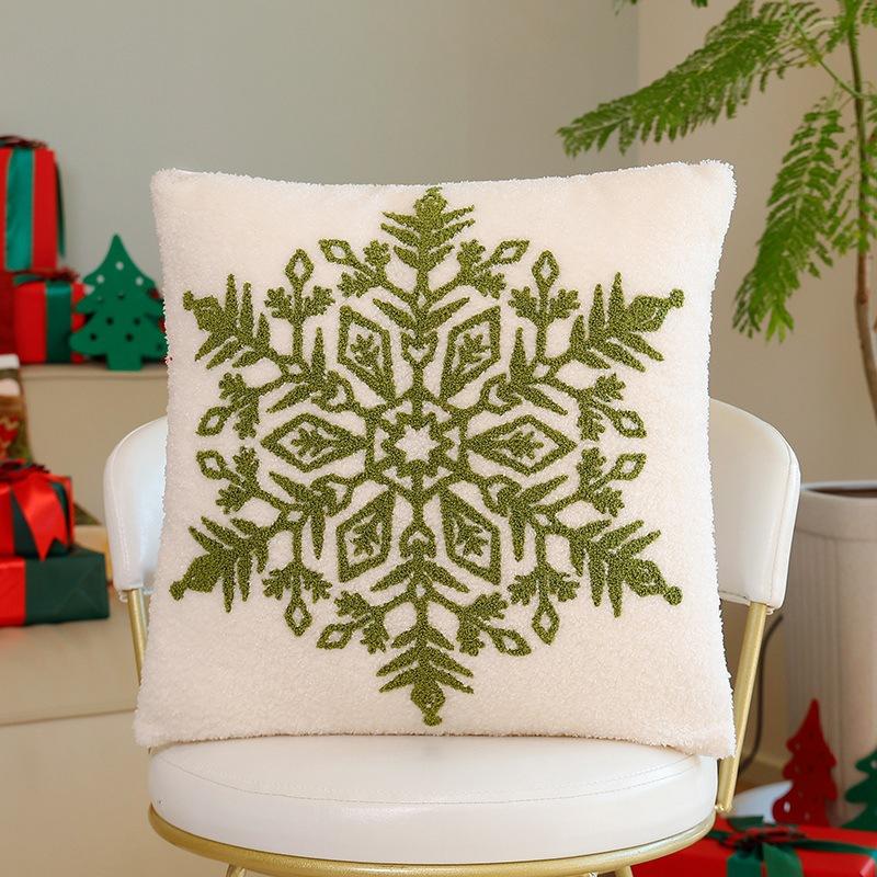 Christmas Elk Snowflake Pillow Sofa Bedside Cushion Embroidered Home Ins Style Pillow European and American
