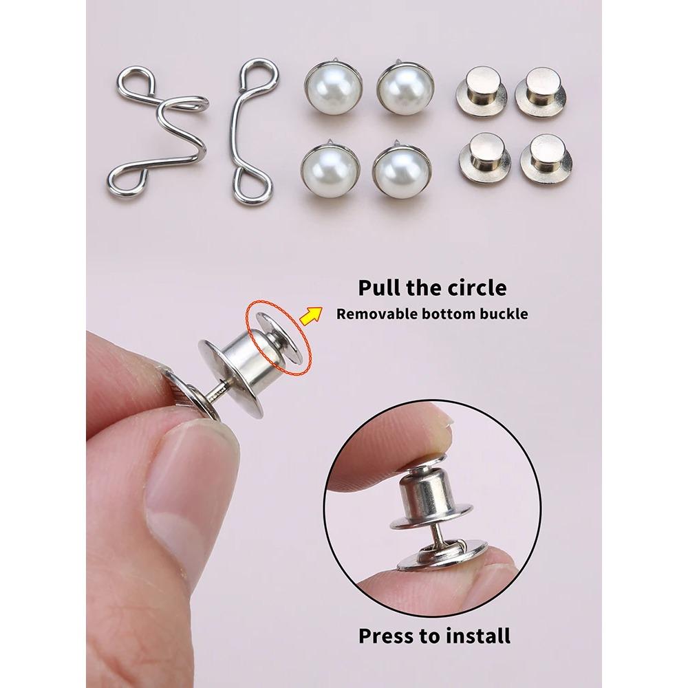 2er-Sets Metall Jeans Taillenschnalle Verstellbare Nagelfreie Druckknöpfe Verschlussknopf Abnehmbarer Taillenverenger Haushalt