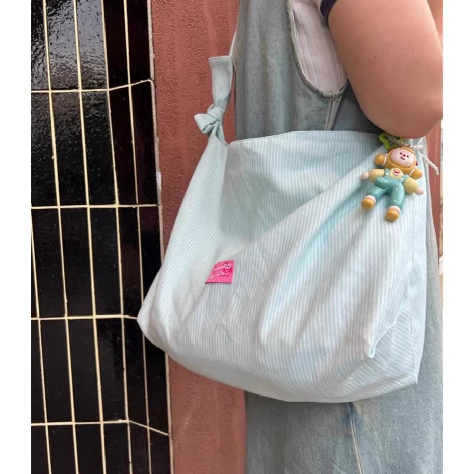 Large Capacity Mint Green Tote Bag New Lazy Canvas Bag Simple Commuter Shoulder Messenger Bag