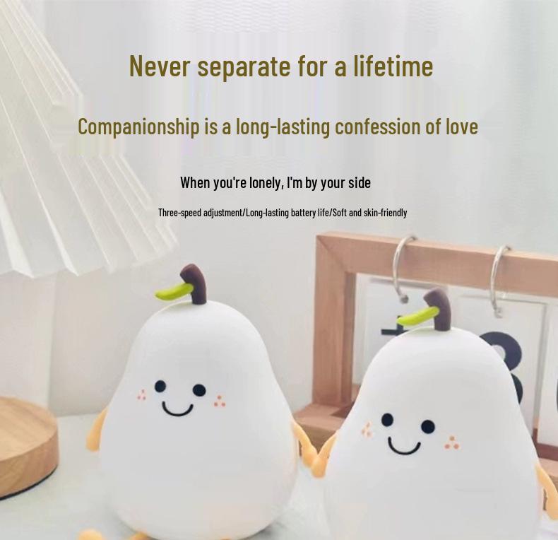 Pear-Shaped Silicone Night Light - Cute Atmosphere Lamp for Girls' Bedroom, Birthday Gift, Bedside Table Lamp