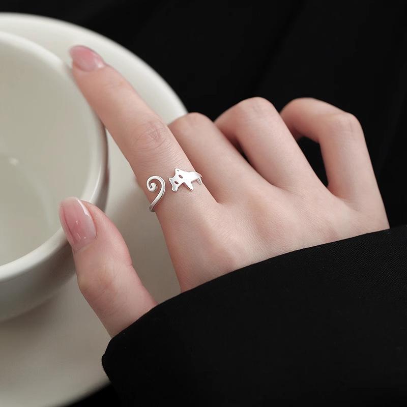 Cat Unique Adjustable Ring For Women Elegant Ins Style Copper Jewelry 2023 Spring